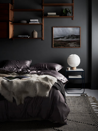 Whom luxury organic bamboo lyocell duvet cover set in Eldgos Aska grey
