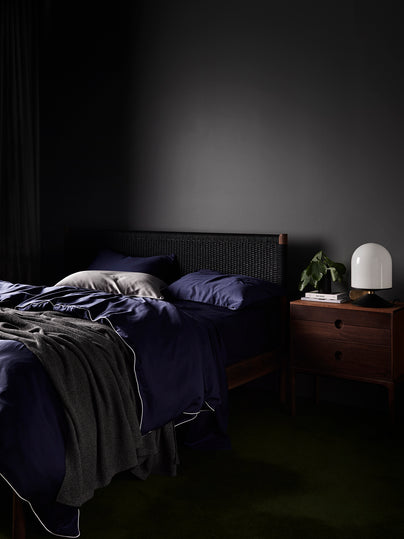 Whom luxury organic bamboo lyocell duvet cover set in Jokull navy blue