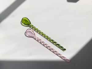 Glass Stirrer & Spoon - Pink & Mint (2 PCS)
