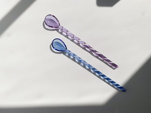 Glass Stirrer & Spoon - Violet & Light Blue (2 PCS)